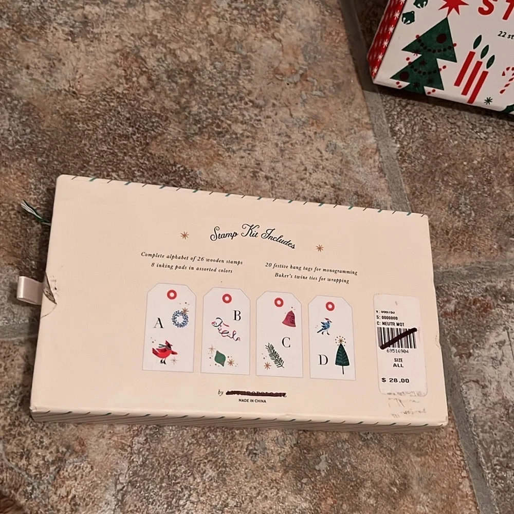 Anthropologie 2Stamp sets:Holly Jolly Alphabet and Jingle Stamps Set NIB